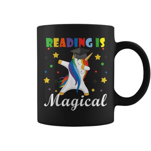 Reading Is Magical Book Lover Unicorn Student Teacher For Men Women Kids Graphic Print Coffee Mug - Bookorys UK