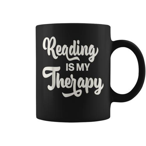 Reading Is My Therapy Book Lover Bookworm Reader Graphic Print Coffee Mug - Bookorys