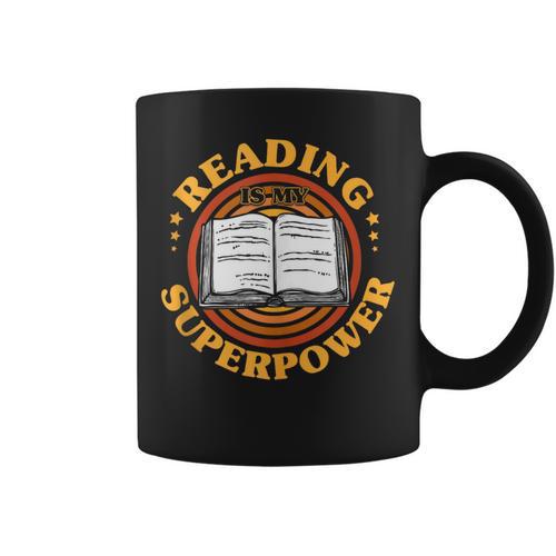 Reading Is My Superpower Book Nerd Bookworm Graphic Print Coffee Mug - Bookorys