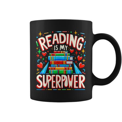 Reading Is My Superpower Bookworm Book Lover Graphic Print Coffee Mug - Bookorys UK