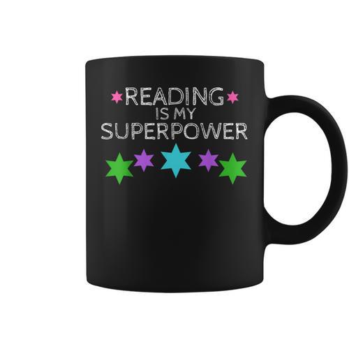 Reading Is My Superpower Boy Girl Book Lover Reader T Shirt Graphic Print Coffee Mug - Bookorys
