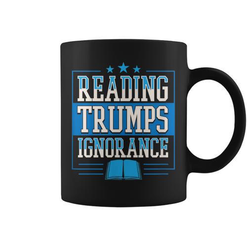 Reading Trumps Ignorance Democrat Book Reading Literary Graphic Print Coffee Mug - Bookorys