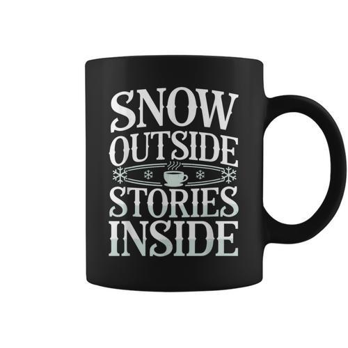 Reading All Winter Cozy Book Lover And Literary Escape Graphic Print Coffee Mug - Bookorys