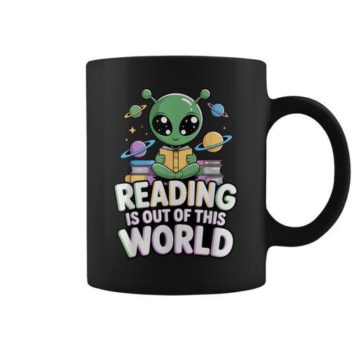 Reading Is Out Of This World Space Book Lover Bookworm Graphic Print Coffee Mug - Bookorys