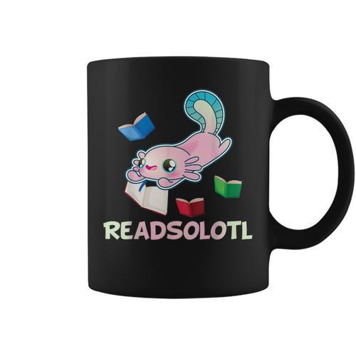 Readsolotl Axolotls Funny Kids Reading Fish Books Lizard Graphic Print Coffee Mug - Bookorys