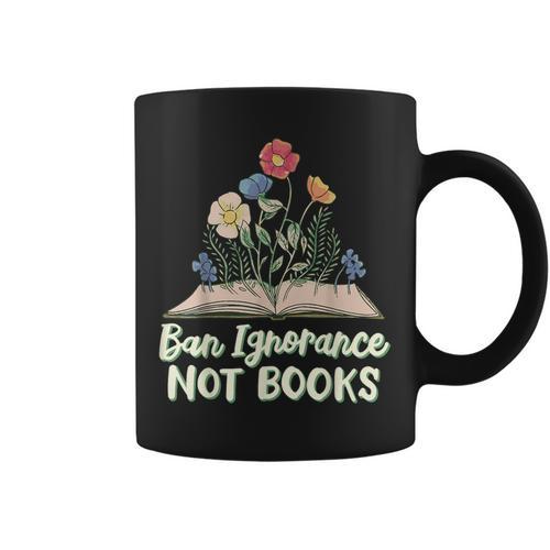 Rebel Reader Librarian Banned Book Bookworm Ban Ignorance Not Books Adults & Kids - Small Short Sleeve V-Neck Classic Fit Graphic Print Coffee Mug - Bookorys
