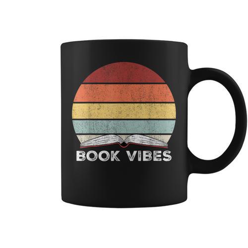 Retro Book Vibes Rainbow For Reading Lovers Vintage Graphic Print Coffee Mug - Bookorys