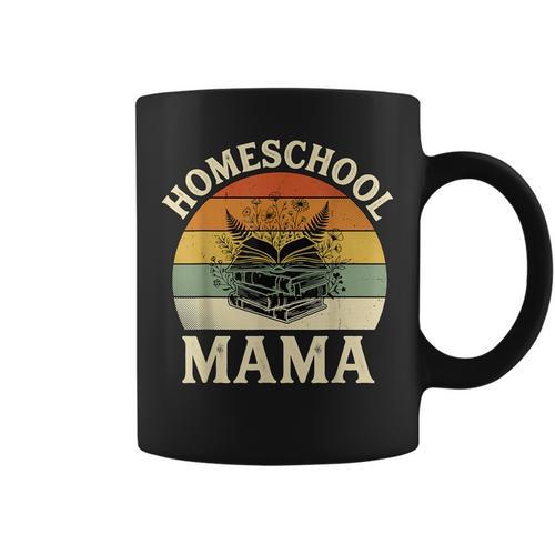 Retro Floral Homeschool Mama Wildflower Book Stack Aesthetic Graphic Print Coffee Mug - Bookorys AU