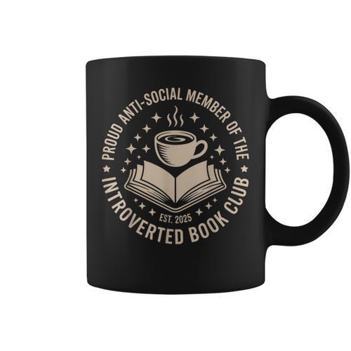 Retro Proud Introverted Book Club Anti Social Reader Graphic Print Coffee Mug - Bookorys