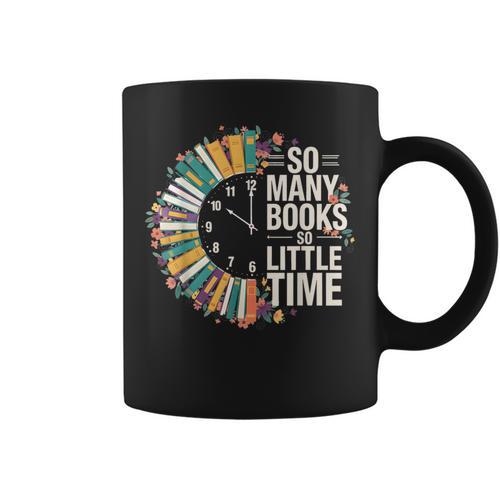 Retro So Many Books Little Time Book Clock Reading Graphic Print Coffee Mug - Bookorys