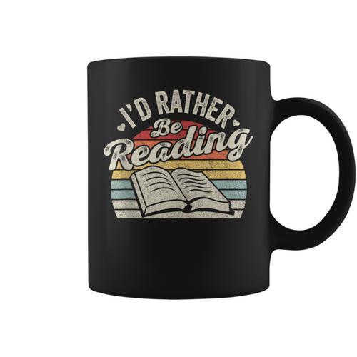 Retro Vintage I'd Rather Be Reading Book Lover Reader Graphic Print Coffee Mug - Bookorys DE