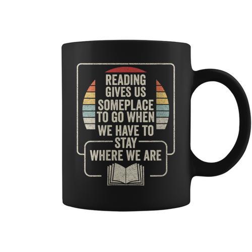Retro Vintage Reading Reader Book Lover Literature Library Graphic Print Coffee Mug - Bookorys AU