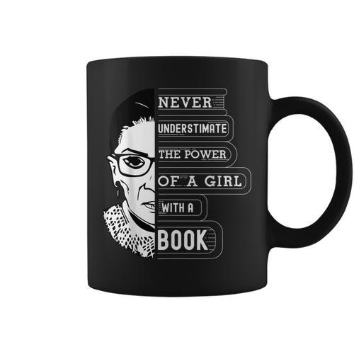 Ruth Bader Ginsburg Shirt Girl With A Book Political Resist Graphic Print Coffee Mug - Bookorys DE