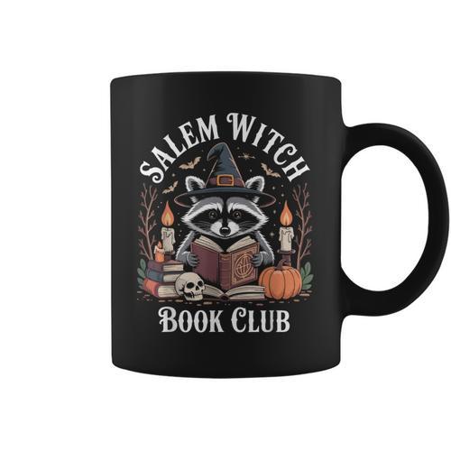 Salem Witch Book Club Raccoon Halloween Graphic Print Coffee Mug - Bookorys