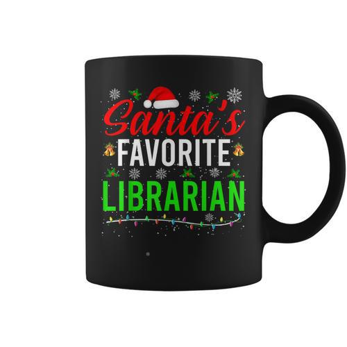 Santa's Favorite Librarian Cute Book Lover Christmas Graphic Print Coffee Mug - Bookorys AU