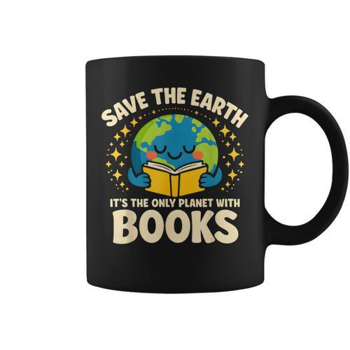 Save Earth It´s Only Planet With Books Reading Earth Day Graphic Print Coffee Mug - Bookorys DE