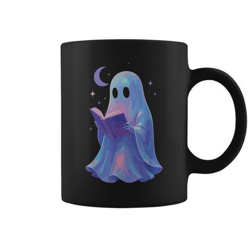 Scary Reading Book Lovers Halloween Costume Pastel Ghost Graphic Print Coffee Mug - Bookorys UK
