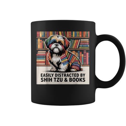 Shih Tzu Dog Shihtzu Dog Books Nerds Reader Shitzhu Shih Tzu Graphic Print Coffee Mug - Bookorys CA
