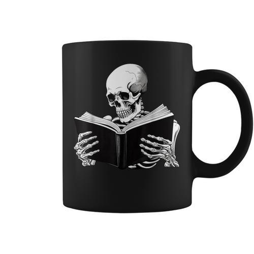 Skeleton Reading Book Bookworm Reader Bookish Halloween Graphic Print Coffee Mug - Bookorys AU
