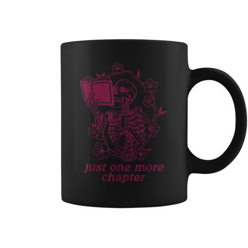 Skeleton Reading Book Just One More Chapter Graphic Print Coffee Mug - Bookorys CA