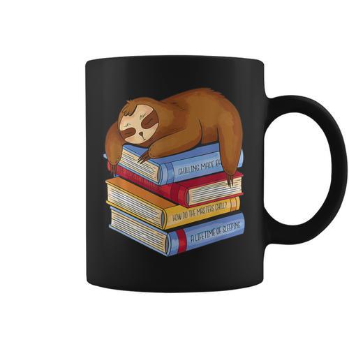 Sloth Napping On Book Stack Graphic Print Coffee Mug - Bookorys CA