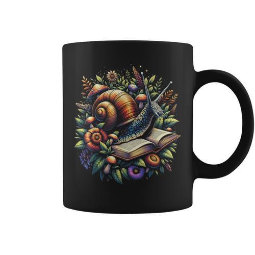 Snail Mushroom Floral Book Lover Cottagecore Fairycore Graphic Print Coffee Mug - Bookorys UK