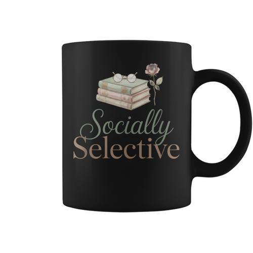 Socially Selective Shirt Subtle Introvert Book Lover Graphic Print Coffee Mug - Bookorys
