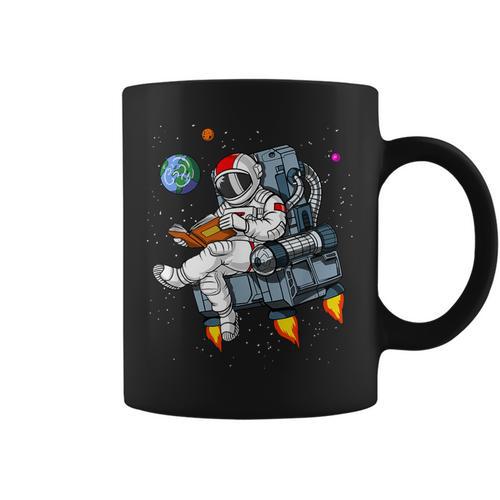 Space Astronaut Reading Book Bookworm Nerd Librarian Graphic Print Coffee Mug - Bookorys CA