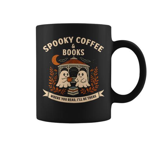 Spooky Coffee & Books Ghost Autumn Reading Graphic Print Coffee Mug - Bookorys