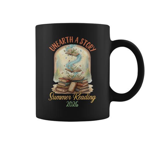 Summer Reading 2026 Book Aesthetic Library Unearth a Story Graphic Print Coffee Mug - Bookorys
