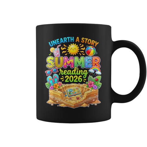 Summer Reading 2026 Unearth a Story Book Reading Graphic Print Coffee Mug - Bookorys UK