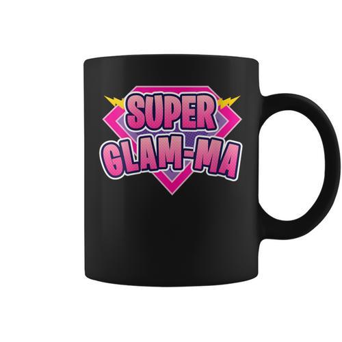 Super Glam-Ma Superhero Grandmother Comic Book Graphic Print Coffee Mug - Bookorys