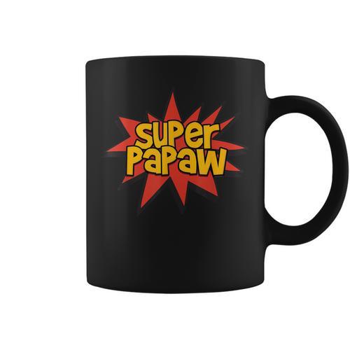 Super Grandfather Comic Book Hero Tshirt Super Papaw Graphic Print Coffee Mug - Bookorys