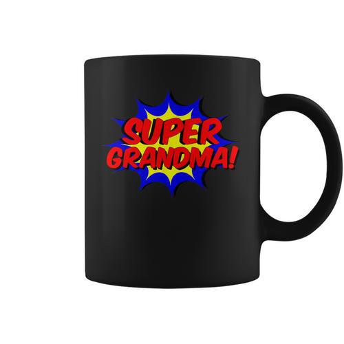 Super Grandma Comic Book Style Superhero Graphic Print Coffee Mug - Bookorys