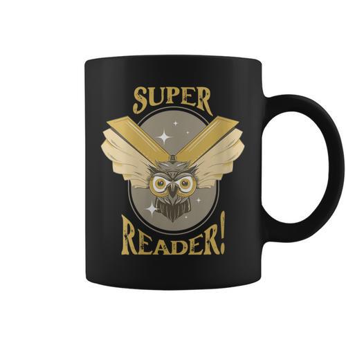 Super Reader Owl Bookmarks Reading Librarian Nocturnal Book Graphic Print Coffee Mug - Bookorys CA