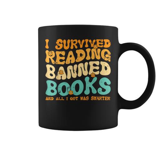 I Survived Reading Banned Books Read Librarian Men Women Graphic Print Coffee Mug - Bookorys DE