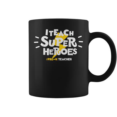 I Teach Super Heroes Comic Book Hero Pre-K Teacher Graphic Print Coffee Mug - Bookorys AU