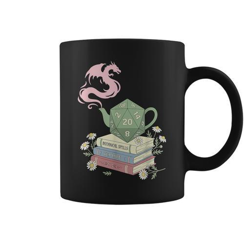Teapot Dragon Books RPG Cozy Gamer Fantasy Tea Lover Graphic Print Coffee Mug - Bookorys AU