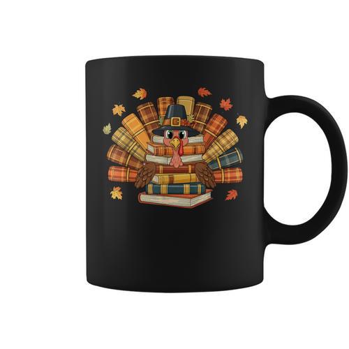 Thanksgiving Turkey Reading Book Fall Season Teacher Costume Graphic Print Coffee Mug - Bookorys CA