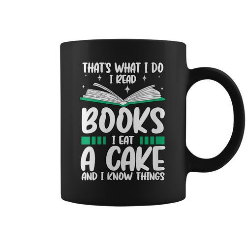 That's What I Do I Read Books I Eat Cakes Book Lover Graphic Print Coffee Mug - Bookorys CA