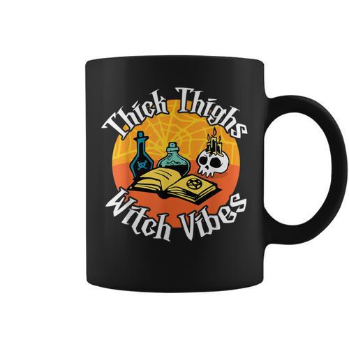 Thick Thighs Witch Vibes Spell Book And Potions Graphic Print Coffee Mug - Bookorys