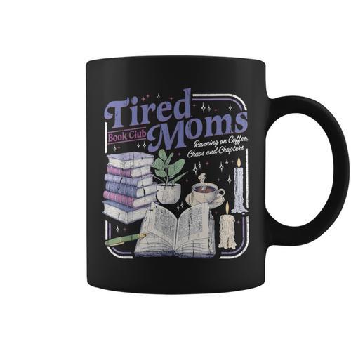 Tired Moms Book Club Retro Coffee Reader Graphic Print Coffee Mug - Bookorys DE