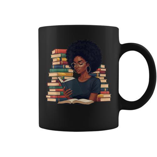 History Month Afro Women Girls Book Lover Librarian Graphic Print Coffee Mug - Bookorys