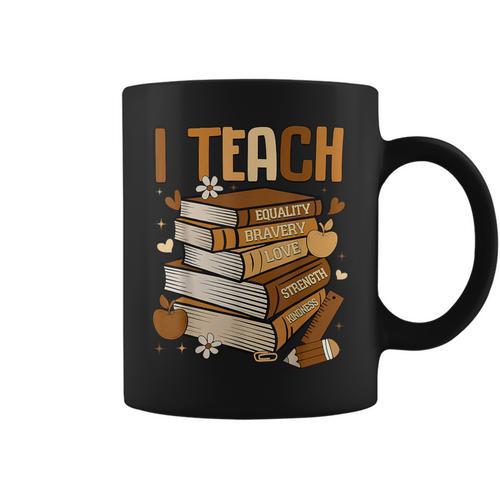 History Month I Teach Melanin Book Black Teacher Graphic Print Coffee Mug - Bookorys