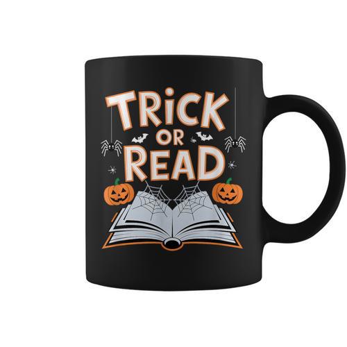 Trick Or Read Reading Book Halloween Pun Graphic Print Coffee Mug - Bookorys