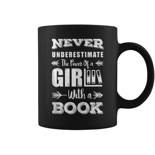 Never Underestimate A Girl With A Book Feminist Reader Graphic Print Coffee Mug - Bookorys CA