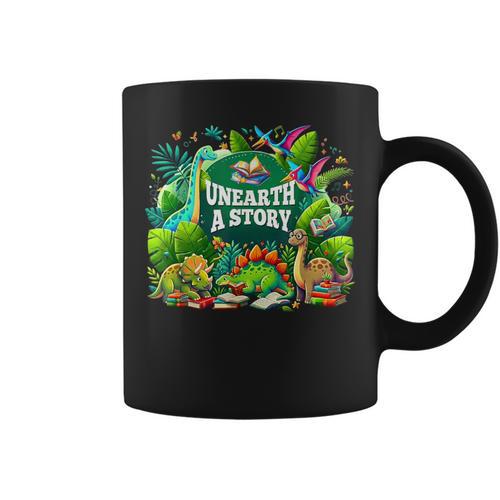 Unearth a Story Library Summer Reading 2026 Dinosaur Book Graphic Print Coffee Mug - Bookorys AU