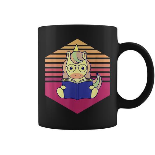 Unicorn Reading Book Vintage Graphic Print Coffee Mug - Bookorys UK