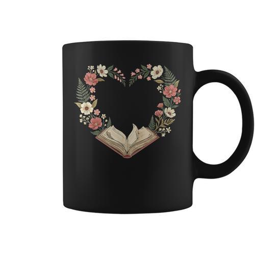 Vintage Book Lover Valentine Heart Graphic Print Coffee Mug - Bookorys CA