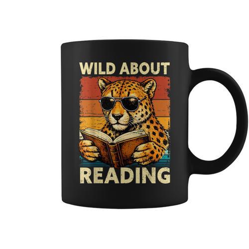 Vintage Cheetah Reading Book Wild About Reading Shirts Boys Graphic Print Coffee Mug - Bookorys DE